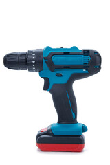 Power drill or Cordless screwdriver with battery isolated on white background with clipping path
