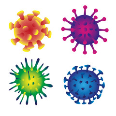 set of corona virus particles icons