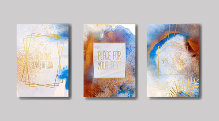 Fototapeta na wymiar liquid marble with gold. flyer, business card, flyer, brochure, poster, for printing. trend vector