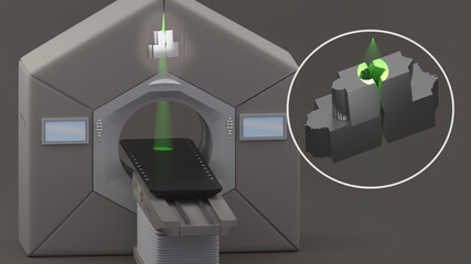 Multileaf collimator system for radiation therapy linear accelerator - obrazy, fototapety, plakaty