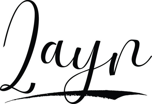 Zayn -Male Name Cursive Calligraphy on White Background