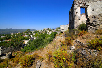 Fototapeta na wymiar A view of the old ancient city Kayakoy in Fethiye, Turkey.