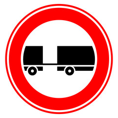 Traffic, road sign.  trailers are not allowed. no trailer sign