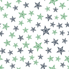 abstract seamless background with green and dark stars, seamless repeat pattern