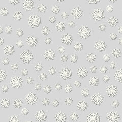 Seamless snowflakes pattern for continuous replicate. Christmas illustration winter on a silver background