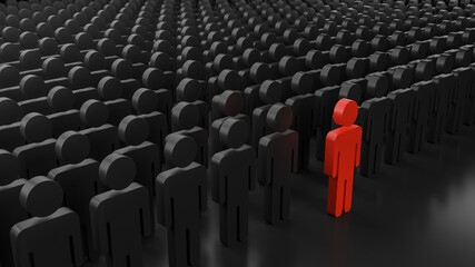 different people. Leadership.3d render