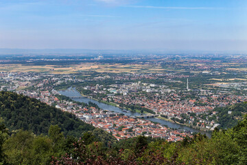 Fototapeta na wymiar Aerial view of Heidelberg with the bridges on Neckar River, Germany