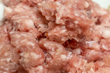 Fresh minced pork close-up. Background of minced pork.