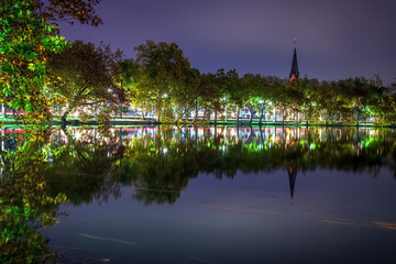 view of the lake in Benrath near Dusseldorf