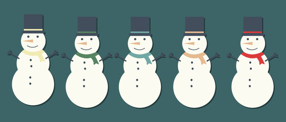 Snowman Collection. Set isolated EPS 10 vector illustration for Christmas design. Cartoon vector set.