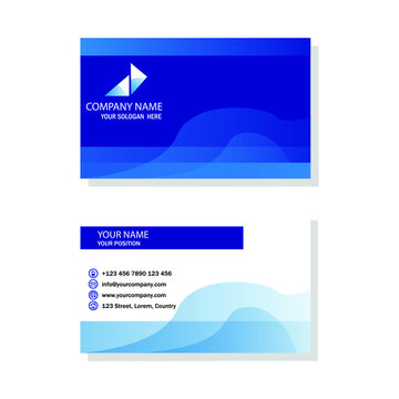 clean blue business card template free vector