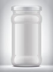 Glass Jar with Dairy Foods Mockup on Background. 