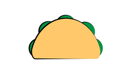tacos on white background, vector illustration. traditional mexican cuisine. delicious appetizing lunch. hearty snack with meat filling. vegetarian sandwich with herbs and cheese