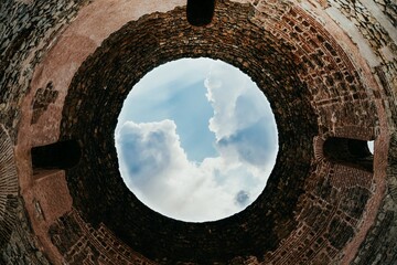 Diocletian Mausoleum Dome in Split, Croatia. Sky and circular ceiling of the hall