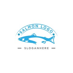 Blue salmon fish logo design vector
