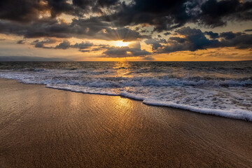 Sunset Nature Ocean Landscape Rays