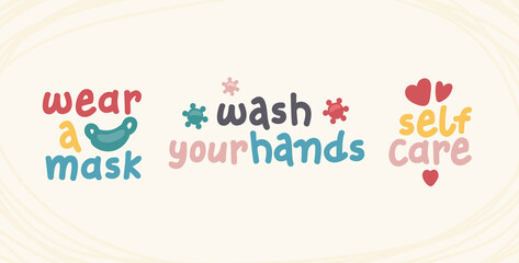 Illustration with coronavirus for healthcare design. Quarantine corona quote. Corona virus. Coronavirus outbreak. Illness protection. 