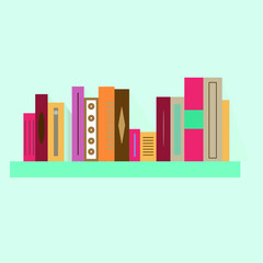 Vector image of the bookshelf with different books