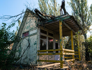 old abandoned wooden village house in Ukraine