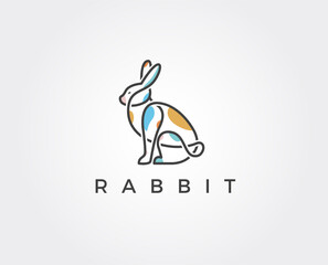 minimal rabbit logo template - vector illustration
