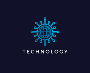 minimal technology logo template - vector illustration