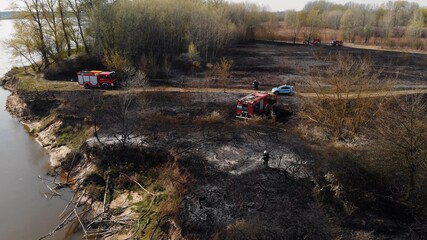 Aerial shot of the burned area of the nature reserve in Poland. High quality photo © CameraCraft