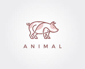 minimal pig logo template - vector illustration