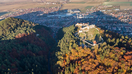 Aerial view of Rasnov Fortress Romania