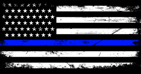 Vintage american police support flag	
