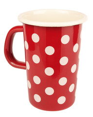 Red spotted polka dot mug with white spots lovely vintage metal cup