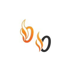 Number 0 and fire waves, logo icon concept design