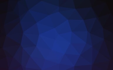 Dark BLUE vector shining triangular background.