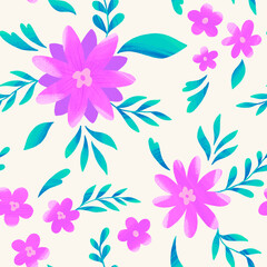 Fototapeta na wymiar Seamless floral background. Botanical digital pattern.