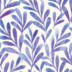Fototapeta premium Seamless watercolor botanical pattern. Digitally hand painting floral background. Modern leaves design for fabric, wallpaper, surface.