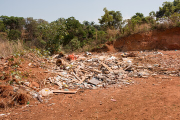 Trash that is dumped illegally at a land fill inside the city limits of a small town in Brazil.