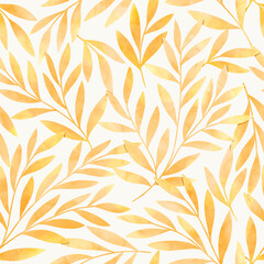 
Seamless watercolor botanical pattern. Digitally hand painting floral background. Modern leaves...