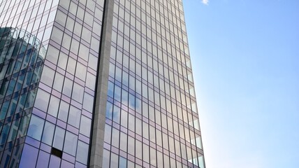 Bottom view of modern office buildings in the business district