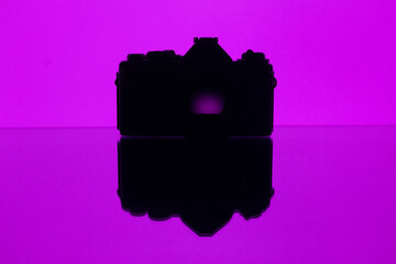 purple vintage camera reflection