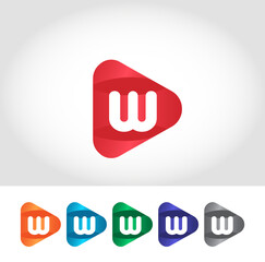 W Alphabet Play Logo Design Concept