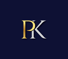 PK Alphabet Modern Logo Design Concept - obrazy, fototapety, plakaty