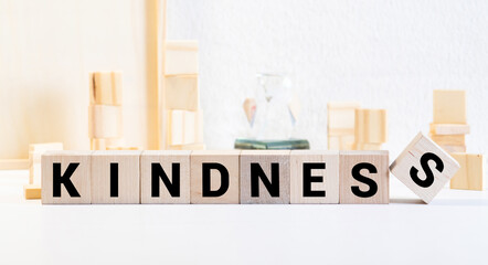 KINDNESS word made with building blocks