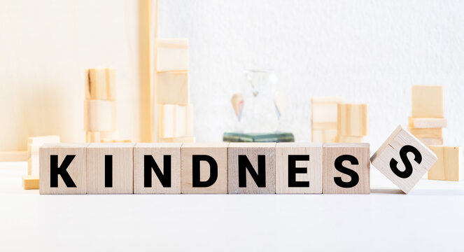 KINDNESS word made with building blocks