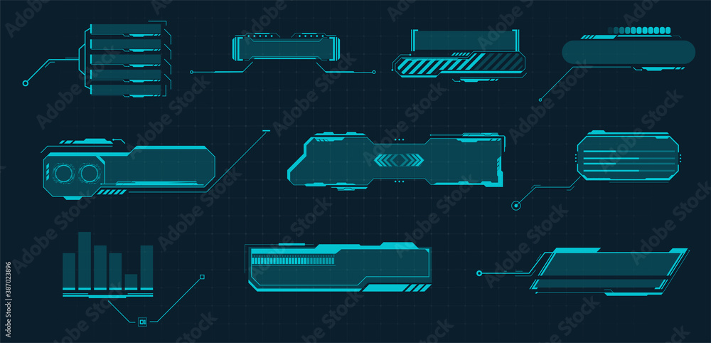 Aufkleber callouts titles set. hud style. futuristic callout bar labels, information call box bars and frame. 