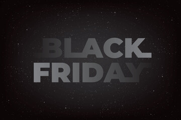 Black Friday Fading Lettering Future Space Style Logo End of Season Sale Creative Concept - White on Dark Night Sky Illusion Background - Gradient Graphic Design