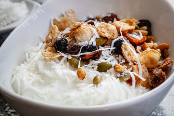 Granola with Yogurt and Shredded Coconut