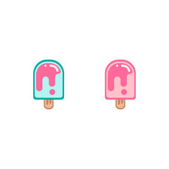 vector flat set of two colorful stylish icons of delicious cold cans on wood stick, eps 10  isolated on white, printable sticker