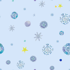 Seamless pattern with colorful snowflakes