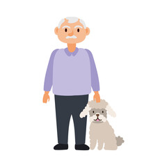old man with dog pet avatar character
