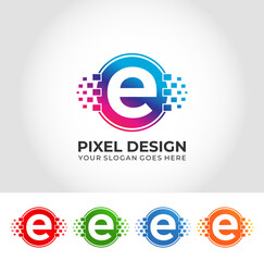 E Pixel Logo Design Concept
