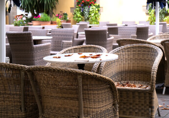 Restaurants and cafes closed because of the corona virus, covid-19. Second wave in autumn